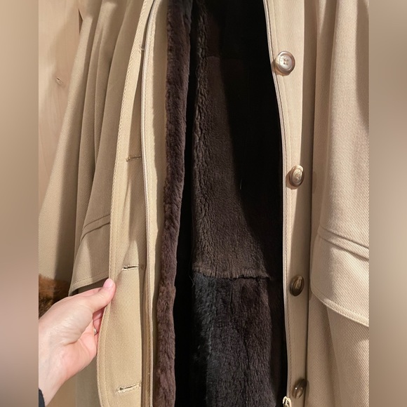 Marisa Minicucci Fur Trim Trench Coat Size 8 - Picture 2 of 12